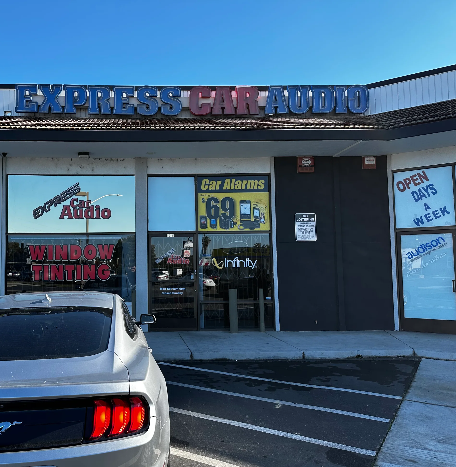 Express Car Audio storefront on Hammer Lane in Stockton, CA